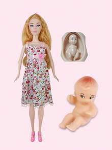 1 Set 11.5" Pregnant Doll With Realistic Big Belly, Includes Baby Doll, Milk Bottle, Changeable Belly Shape, Early Education Doll, Roleplay Game, Gift For Girls, Mother's Day, Birthday, Holiday