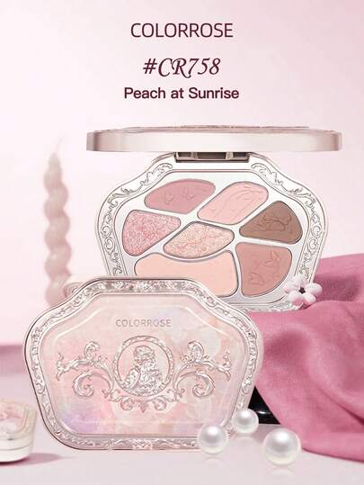 COLORROSE 7-Color Western Retro Eyeshadow Palette, Matte & Shimmer Eyeshadows, High Pigmentation, Long-Lasting, Smooth Texture, With Mirror, Multi-Function Makeup Palette Including Highlighter & Blush