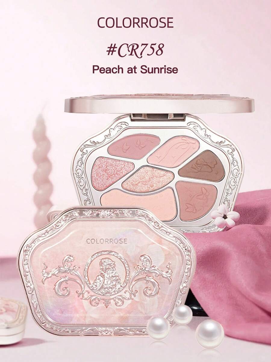 COLORROSE 7-Color Western Retro Eyeshadow Palette, Matte & Shimmer Eyeshadows, High Pigmentation, Long-Lasting, Smooth Texture, With Mirror, Multi-Function Makeup Palette Including Highlighter & Blush - CR758 - 查看 1