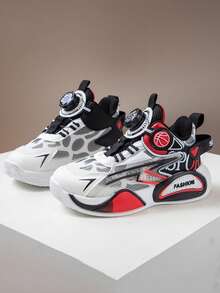 Back To School Boys' Shoes 2023 Spring New Rotating Buckle Basketball Shoes, Durable Non-Slip Sports Shoes For Big Kids, Girls' Sports Shoes