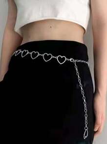 极简镂空金属心形腰链，嘻哈风格腰带