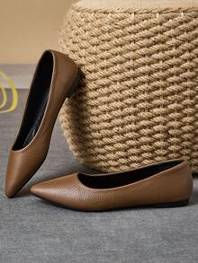 MonaNise 女士尖头时尚低帮平底鞋，户外休闲装，紫色、香槟色、红色、黄色、黑色 - 鏽棕色 - 查看 6