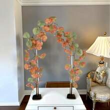 CZ 3 Packs 12ft Artificial Eucalyptus Fake Fall Vines Wreaths Garland Hanging Plants Backdrop For Room Bedroom Wall Decor Yellow Orange Leaves For Autumn Theme Party Wedding Decoration 6325 - 綠色和橙色 - 查看 5