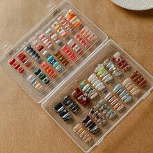Klimonla Press-On Nails Storage Box, Nail Art Style Collection Box, Display Box, Transparent Frosted Sample, Color Card, Photo Frame Tool Mini Nail Art Tool Storage Box,Only The Boxes Are Sold, Excluding The Items Inside. - Clear - View 16