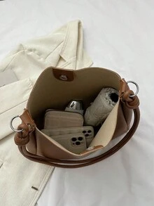 新款奢华PU皮革时尚设计手提包 - 棕色 - 查看 9