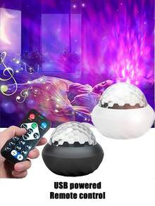 1pc Aurora Projection Lamp, RGB Lighting Effect, USB Powered, Suitable For Bedroom, Living Room, Party, LED Decorative Ambient Light, Black/White - Multicolor - View 7