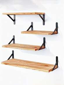 1个投影仪壁挂支架，加固钢支撑，卧室壁挂式储物架，100%天然桐木，大尺寸，用途广泛，可调节支架设计，适用于厨房、浴室和卧室收纳，坚固耐用，易于安装，非常适合展示小型盆栽植物、多肉植物和悬挂装饰品。 - 燒木色 - 查看 9