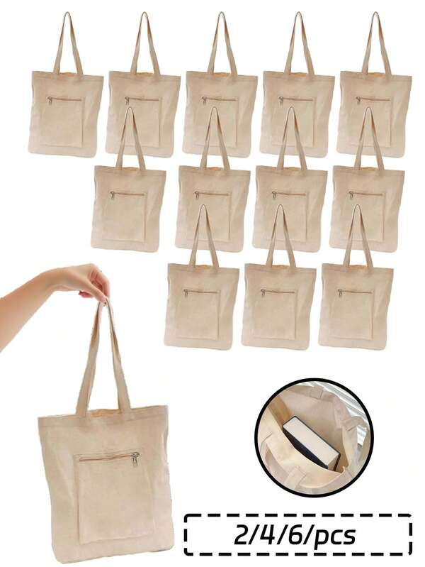 2/4/6 Stücke weiße Schultertaschen mit Taschen, Jahresparty Tragetasche als Geschenk, Event-Souvenirs, kann individuell gestaltet werden, einfach und elegant, Brautjungfer Hochzeitsgeschenktasche, Kosmetiktasche, einfache Aufbewahrungstasche für Reisen, Reise-Kosmetiktasche mit großer Kapazität