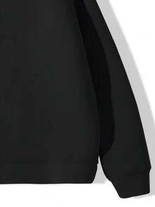 Men's Casual Thermal Lined Warm Crew Neck Sweatshirt, Autumn/Winter - Black - View 5