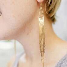Luxury Court Style Long Tassel Earrings Statement Style Fringe Drop Dangle Earrings Retro Party Banquet Boho Festival Jewelry Accessories Wedding Earrings For Women - 彩色 - 查看 2