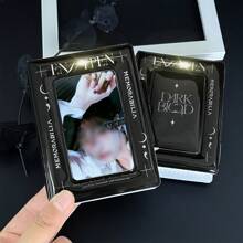 1 pezzo Semplice Portafoto Nero Sangue Scuro, Porta Card EN-HYPEN, Merch EN, Album, Raccoglitore Kpop in Materiale PU Lucido, Busta Portafoto 3-3,5 pollici, Libro Card Creativo con Simbolo Luna e Stella, Libro Card Esclusivo Star Chasing