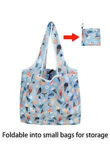 1pc Reusable Grocery Shopping Bag,Foldable Tote Bag With Handles,Large Capacity Shopper Bag,Foldable Tote Bag,Multi Functional Storage Bag,Shopping Bag, Folding Bags,Supermarket Shopping Bags,Creative Portable Printed Hand-Held Storage Bags,For Carrying Groceries, Shopping