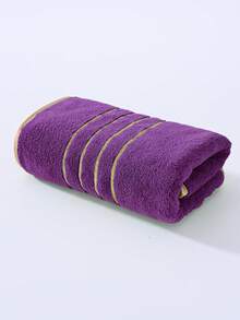 1pc/2pcs Gold Trim Coral Fleece Bathroom Decorative Towel (Lightweight & Thin), Soft Absorbent Non-Shedding Unisex Beach/Bath Towel, Large Size 70"X140" Or Extra Large 90"X170" Shower Towels For Beaty Salon, Hotel Sports,Home Essentials, Towel, Skin Care - Purple - View 8
