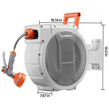Retractable Garden Hose Reel, 1/2 Inch X 65 Ft Wall Mounted Hose Reel, Heavy Duty Garden Hose Reel With 9 Patterns Nozzle, Any Length Lock, Upgraded Slow Return System And 180°Swivel Bracket - Multicolor - View 10
