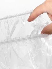 100个透明一次性免洗浴帽，防水弹力浴帽，加厚大号，高弹力，用于沐浴和头发护理，方便旅行携带 - 無色 - 查看 10