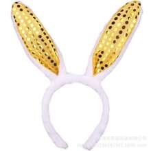 1pc Glitter Rabbit Ear Headband, Plush Sequin Party Headpiece - Multicolor - View 10