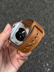 1pc Vintage Brown Leather Watch Band, Suitable For Apple Watch Ultra 3 2 1 Series SE S10 S9 S8 S7 S6 S5 S4 S3 S2 S1, 38mm 40mm 41mm 42mm 44mm 45mm 49mm 46mm, Classic & Fashionable For Business, Outdoor, Travel, Party, Apple Watch Strap