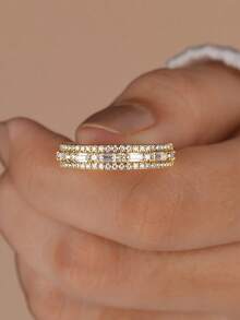 1 chiếc nhẫn đeo ngón cái hình bán nguyệt bằng bạc Sterling S925, món quà trang sức thanh lịch dành cho phụ nữ. - Hình thoi hình chữ nhật nửa vòng tròn - Xem 9