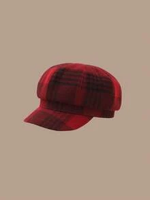 1pc Women's Autumn Beret Hat, Plaid Cloud Pattern, Casual Elegant Street Style Fashion, Versatile For Outdoor, Gathering, Cycling, Travel, Party, Daily Wear, Suitable For Autumn - MM2273 - View 7