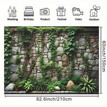 1 幅常春藤和石墙横幅 - 郁郁葱葱、充满活力的绿色常春藤攀爬石墙设计，耐用的聚酯纤维背景适合生日派对，多种尺寸适合户外庆祝活动和花园装饰，无需电源，户外装饰。充满活力的绿色背景，易于组装的背景横幅 - 綠色 - 查看 7