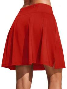 18 Tennis Skirt Knee Length High Waist Skorts Skirts Women Pleated Built-In Shorts Skirts With Pockets - Navy Blue - View 7