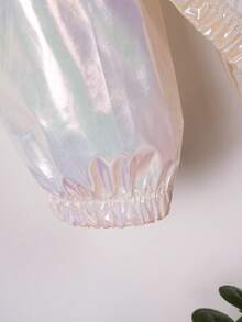 1pc Young Girl' Fashionable Short Jacket, Unisex Casual Iridescent Zipper Hooded Outerwear, Spring/Autumn