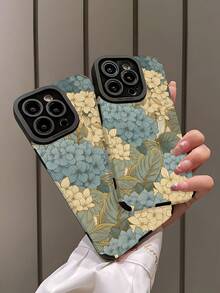 Flower 1pc Minimalist Yellow Floral Pattern Vertical Faux Leather Soft Protective Phone Case, Compatible With Apple And Models 17/17PRO/17PROMAX/16/16PLUS/16PRO/16PROMAX