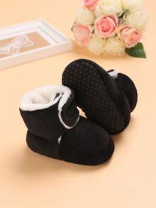 0-1 Year Old Infant Warm Thickened Winter Shoes, Soft Bottom Toddler Shoes, Winter - Black - View 6