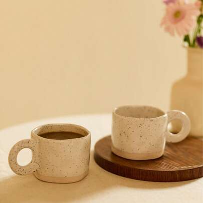 Cirelle 1 件陶瓷咖啡杯，不对称造型，墨点图案，重返校园