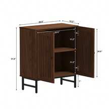 Sideboard Buffet Cabinet, Storage Cabinet With 2 Rattan Doors And Adjustable Shelves, Sideboard Console Accent For Dinning Room, Kitchen And Living Room - Brown - View 9