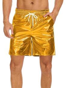 Men's Metallic Shorts Shiny Rave Shiny Sparkly Shorts With Pockets - 金色 - 查看 3