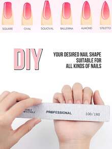 5pcs Professional Rectangular Nail File, Double-Sided Nail Buffer Block, Durable Manicure Tool, 100/180 Grit