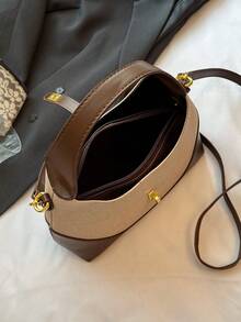 女士手提包和单肩包，时尚优雅简约商务休闲复古马鞍包，棕色 - 棕色 - 查看 6