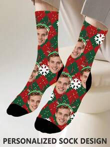 1 Pair Of Custom Christmas Socks, Custom Printed Christmas Socks, Personalized Smiling Face Socks, Custom Picture New Year Socks, Father's Day Gifts, Best Friend Gifts, Anniversary Gifts, Valentine's Day Gifts, Birthday Gifts, Wedding Gifts, Mother's Day Gifts, Mom/Dad Gifts, Girlfriend/Boyfriend Gifts, Her/His Gifts