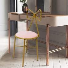 SENDERPICK Modern Pink Butterfly-Shaped Vanity Chair, Dining Chair, Makeup Chair, Butterfly Backrest Chair, 78cm Simple Metal Dressing Table Makeup Chair With Stool Velvet Chair - Màu Hồng baby - Xem 2