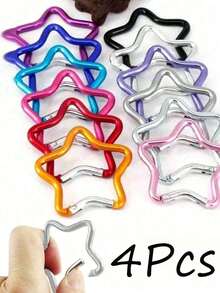 Aluminum Star-Shaped Carabiner, Creative Spring Clip Keychain, Outdoor Camping Hiking Accessory, Star Pendant, Jewelry, Decor, Travel Essential - Multicolor - View 4
