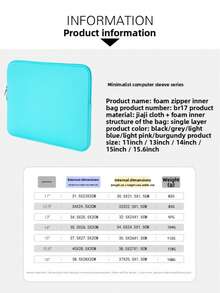 1 Piece Laptop Sleeve For 11 13 14 15 16 Inch - Slim Protective Case With Soft Lining & Universal Fit - Air Pro Essential, XPS Protector, HP Pavilion Cover, Swift Shield, ASUS ZenBook Guard, Office Commuter Must-Have, College Student Backpack Insert, Business Travel Accessory, Coffee Workspace Companion, Library Study Gear
