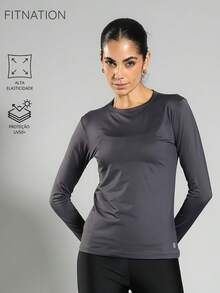 FITNATION Women's Long Sleeve T-Shirt With UV50 Sun Protection - Dark Grey - View 1
