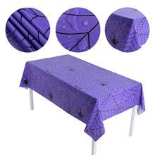 1pc (53.94*107.87 Inch) Halloween Tablecloth With Spider Web, Halloween Themed Party Decoration Tablecloth - Perfect Gift