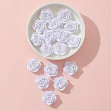 50Pcs 12mm Rose Flower Beads Loose Beads DIY Beads Jewelry Accessories Handmade Material - White - View 1