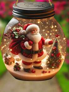 2 PIEZAS Atrapasol de acrílico 2D de Papá Noel Adorno colgante de bola de nieve de Papá Noel Estilo único Decoración navideña colgante para colgar en el techo, decoraciones para sala de estar, dormitorio, sala de estar, ventanas, puertas y jardín, decoraciones navideñas, decoraciones de invierno, adornos para árbol de Navidad