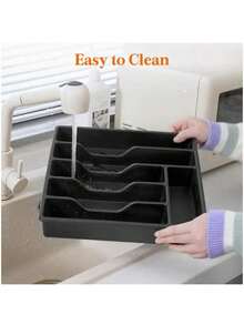 1 pieza Caja de almacenamiento de utensilios de cocina de estilo cajón grande, bandeja de herramientas de cocina expandible, rejilla de cubiertos ajustable, organizador divisor de espátulas de cocina y herramientas pequeñas de plástico - Multicolor - Ver 8