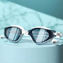 1 件装高清防水防雾男女通用游泳镜，中框设计，海滩必备品，海滩配件，泳池浮板 - 彩色 - 查看 11