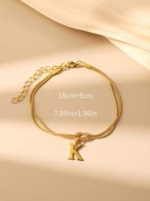 1 件 A-Z 大写 26 个字母不锈钢字母手链，结式情侣款手链，个性化休闲配饰