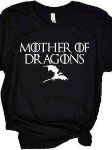 ANRevelinCN Unisex Cotton Round Neck Short Sleeved T-Shirts Mother Of Dragons T-Shirts .Game Of T.Hrones - 黑色 - 查看 1