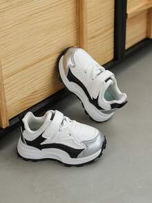 1 Pair Kids' New Fashion Sneakers, Color Block Design, & Versatile, Suitable For Boys & Girls, Outdoor Sports, Walking, Traveling