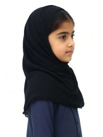 1pc Solid Color Chiffon With Crochet Edge Scarf, Elegant High Quality Girl Hijab Shawls And Wraps For Abaya Essential Muslim Accessories Wedding Party Bridal Festivals Prayers And Pilgrimages LIGHT WEIGHT AND MANY OCCASION - Light Instant Hijab For Kids That Do Not Weigh On The Head Are Suitable For Prayer, Umrah, Hajj, And Holidays. Kids Ready To Wear Headwear Models, Which Offer Practical Use, Can Be Tied With A Single Move.
