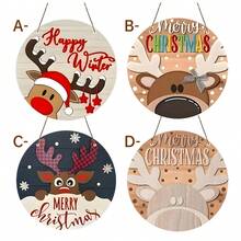 4 Stücke Weihnachtsstil Holzbrett Gemälde - rund, geeignet für Heimdekoration und Zusammenkünfte - perfekte Geschenkidee, Weihnachtsthemen Heimdekoration, ideal für Weihnachten - Holzschnitt-Malerei-Kreis - Übersicht 1