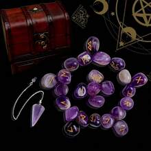 25 st snidade nordiska runstenar, asymmetriskt formade runtillbehörsset inklusive kvartsagatrunor, vintage trälåda, bordsduk, för spådom, dekoration, heminredning, jul, halloween, thanksgiving och andra högtidsgåvor - smyckestillverkning