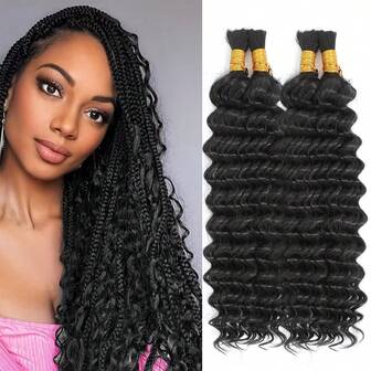 1pc Bulk 18inch Deep Wave Natural Black Blended Hair, Blended Wigs: A Mix Of Human Hair And Synthetic